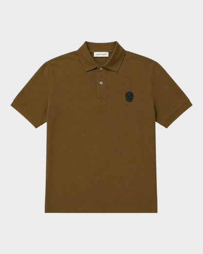 Poloshirt mit Skull-Emblem – Olivgrün