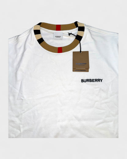 Sweatshirt mit Check-Kragen – Weiß