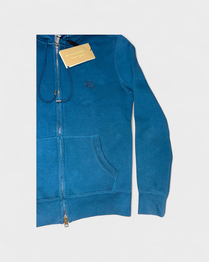 Zip-Hoodie mit Logo-Stitching – Petrolblau