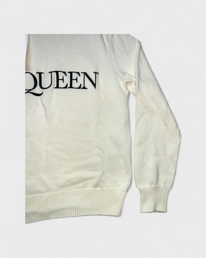 Strickpullover mit Logo – Creme