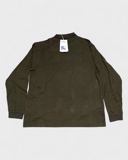 Langarm-Polo aus Baumwolle – Olivgrün