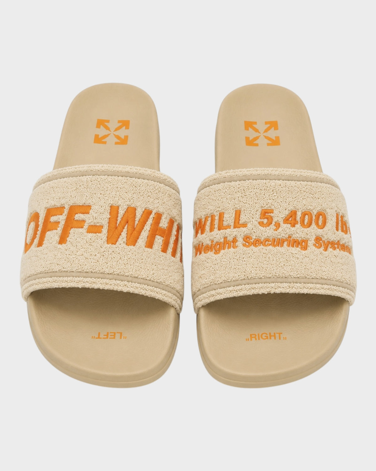 Towel Embroidery Slides – Beige/Orange