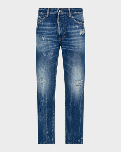 Jeans mit Waschung und Riss-Details – Blau