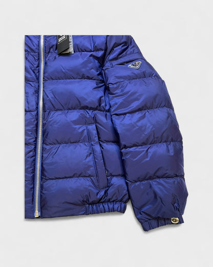 Daunenjacke mit Logo-Patch – Nachtblau/Schwarz