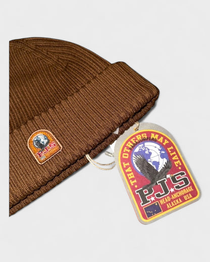 Beanie mit Logo-Patch – Braun