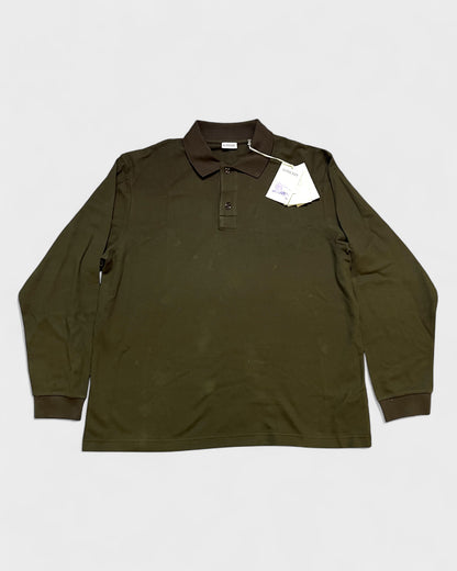 Langarm-Polo aus Baumwolle – Olivgrün