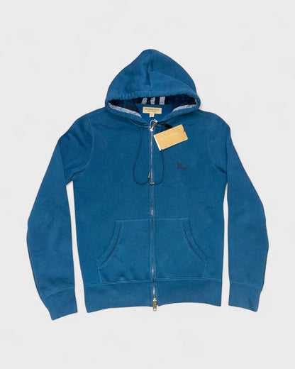 Zip-Hoodie mit Logo-Stitching – Petrolblau