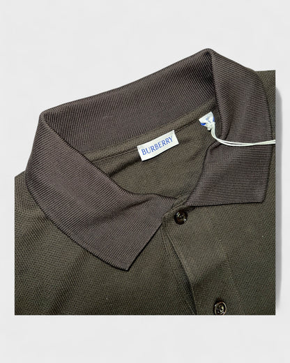 Langarm-Polo aus Baumwolle – Olivgrün