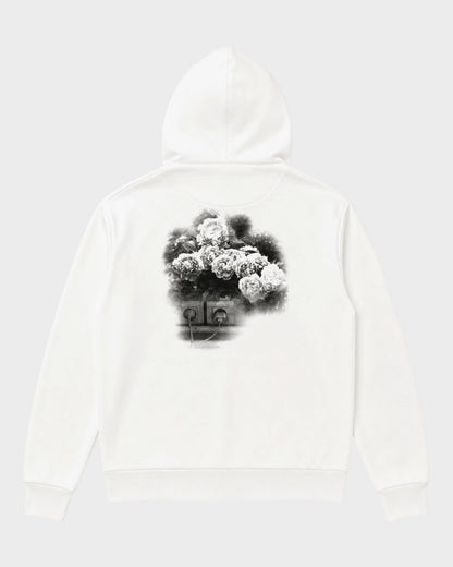 Kapuzenjacke mit Kunst-Print & Poesie – Weiß