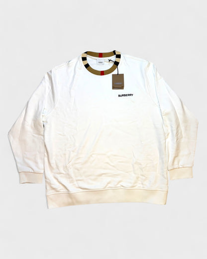 Sweatshirt mit Check-Kragen – Weiß