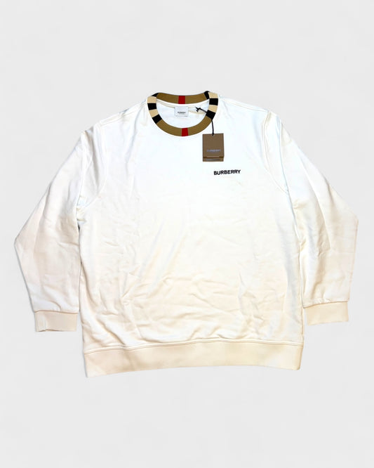 Sweatshirt mit Check-Kragen – Weiß