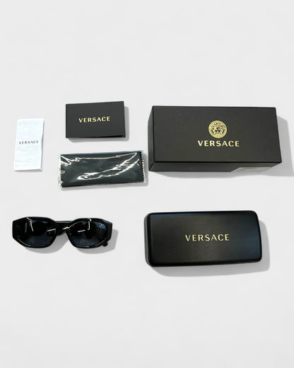 Sonnenbrille mit Medusa-Details – Schwarz/Gold