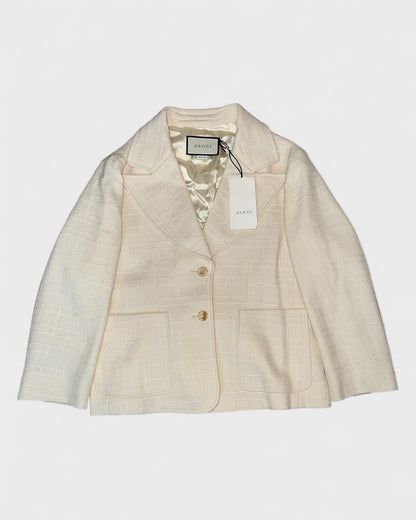 Blazer mit Strukturmuster – Cremeweiß