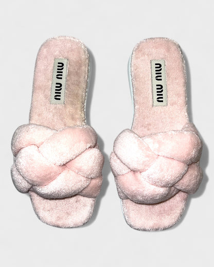 Flausch-Slipper mit Knotenband – Rosa