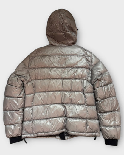 Herren-Daunenjacke mit Kapuze in Silbergrau