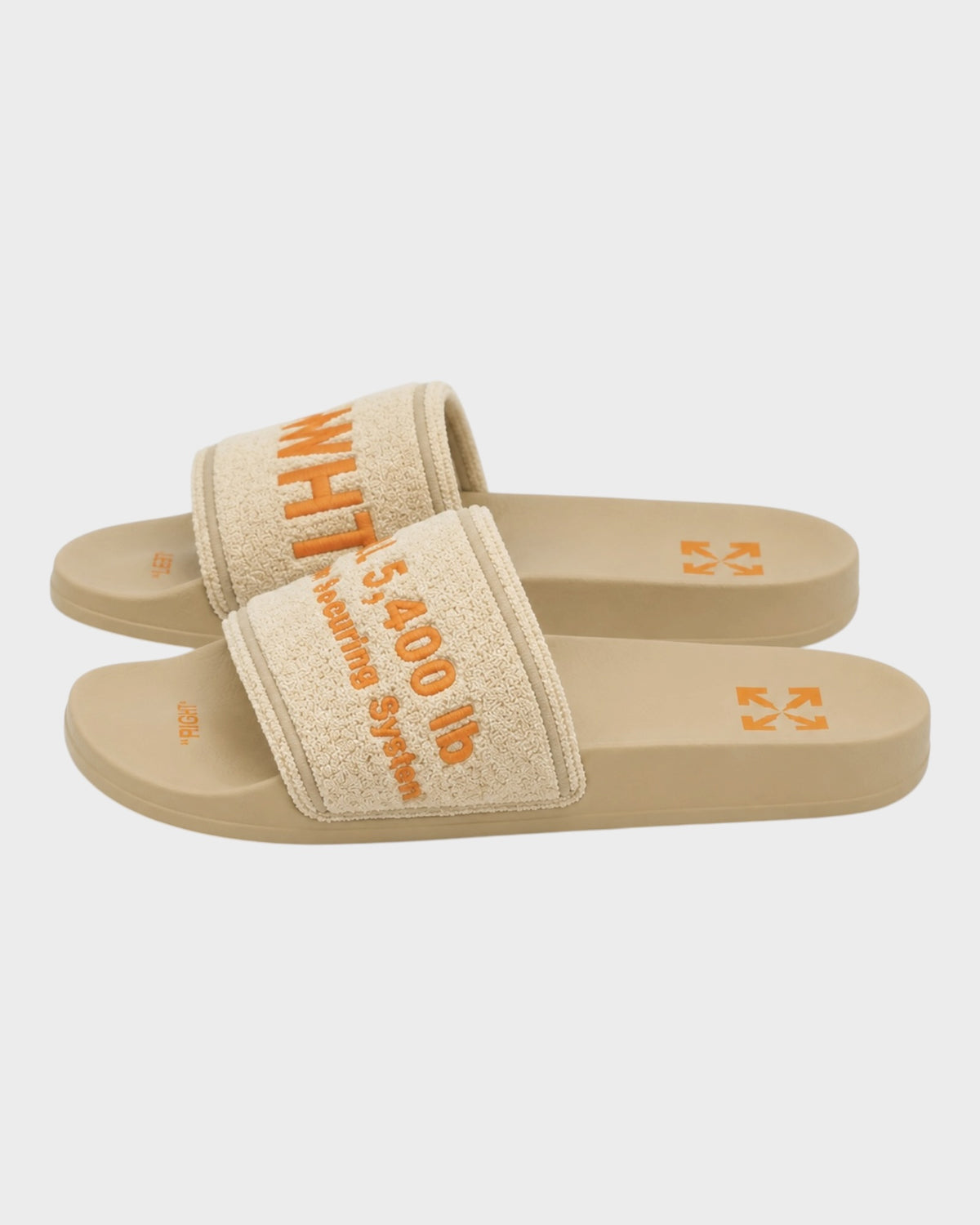 Towel Embroidery Slides – Beige/Orange