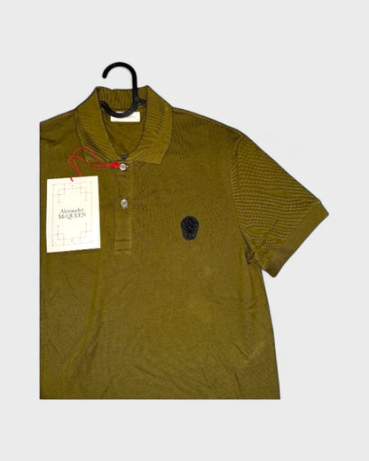 Poloshirt mit Skull-Emblem – Olivgrün