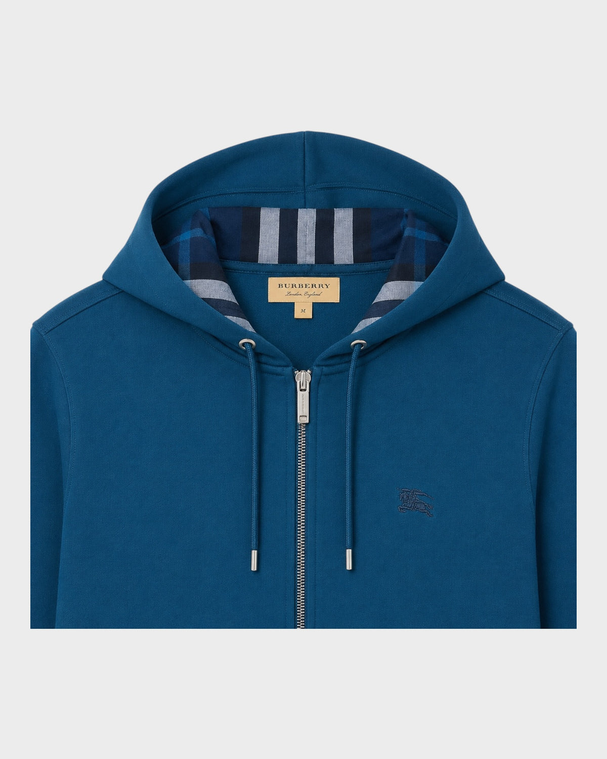 Zip-Hoodie mit Logo-Stitching – Petrolblau