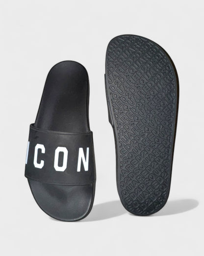 Badeschlappen „ICON“ – Schwarz/Weiß