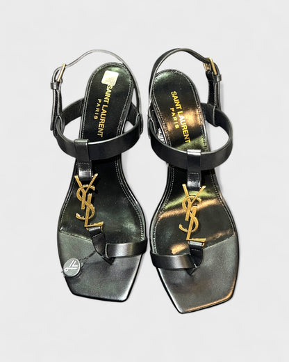 Zehensandalen mit YSL-Logo – Schwarz