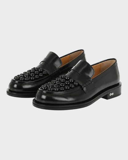 Leder-Loafer mit Nietenbesatz – Schwarz