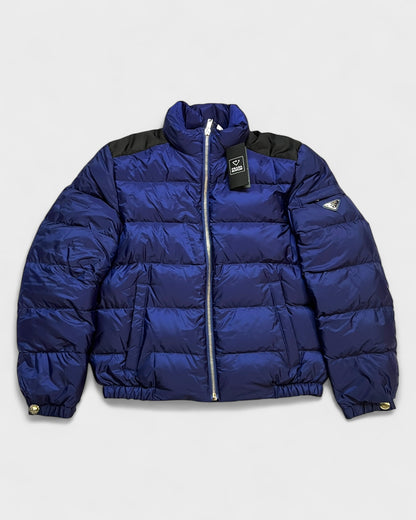 Daunenjacke mit Logo-Patch – Nachtblau/Schwarz