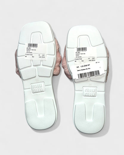 Flausch-Slipper mit Knotenband – Rosa