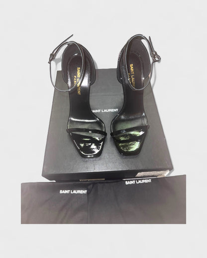 Sandalette Opyum mit Logo-Absatz – Schwarz, Gold