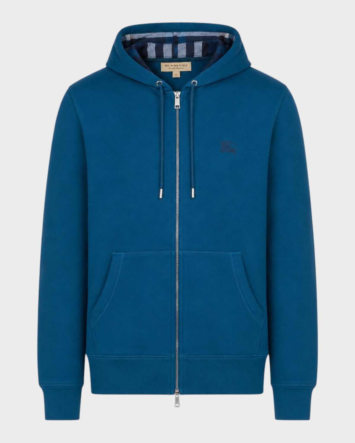 Zip-Hoodie mit Logo-Stitching – Petrolblau