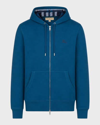 Zip-Hoodie mit Logo-Stitching – Petrolblau