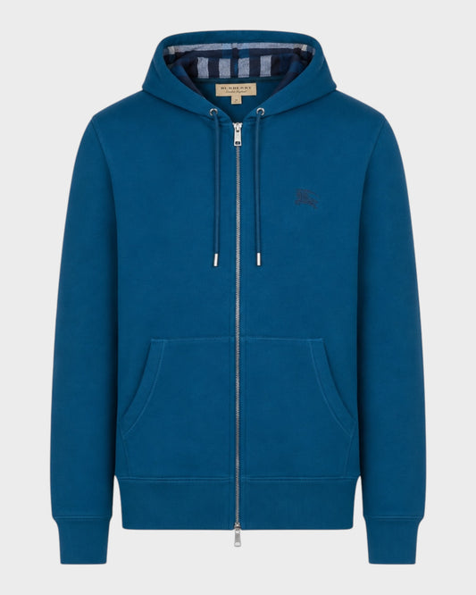 Zip-Hoodie mit Logo-Stitching – Petrolblau