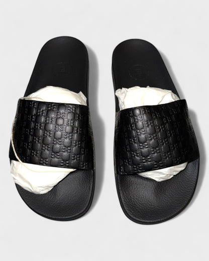 Slides mit Monogramm-Prägung – Schwarz