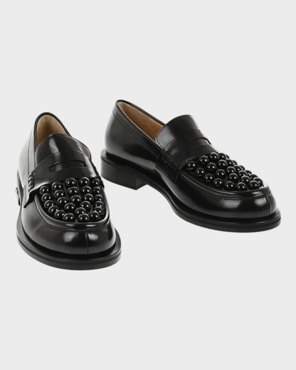 Leder-Loafer mit Nietenbesatz – Schwarz