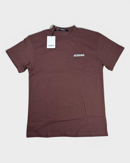 T-Shirt mit Logo-Schriftzug – Braun
