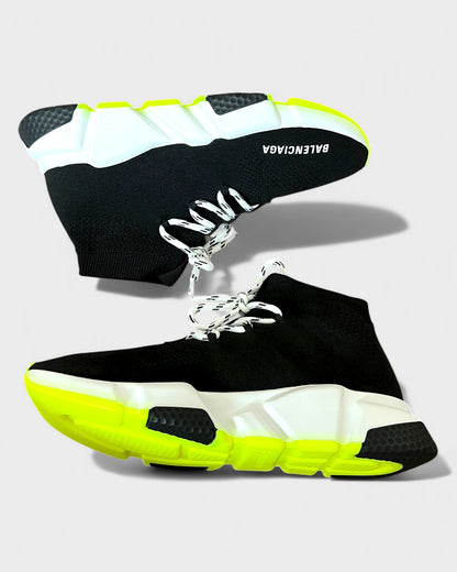Speed Lace-Up Sneaker – Schwarz/Neon Gelb