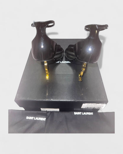 Sandalette Opyum mit Logo-Absatz – Schwarz, Gold