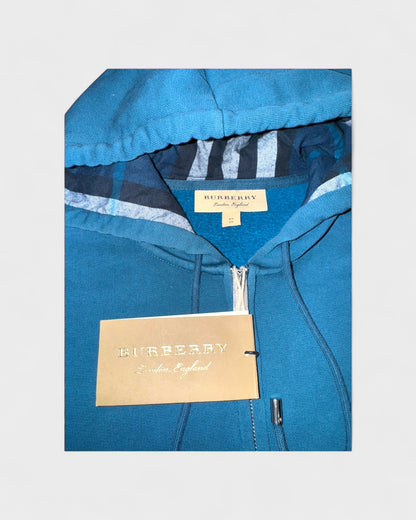 Zip-Hoodie mit Logo-Stitching – Petrolblau