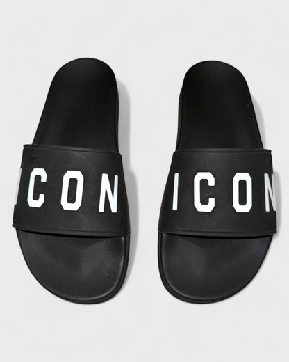 Badeschlappen „ICON“ – Schwarz/Weiß