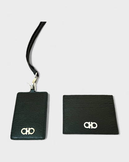 Kartenetui- & Ausweishalter mit Band-Set – Schwarz